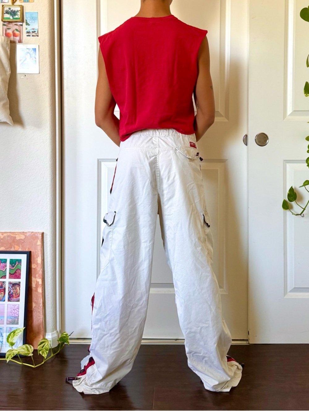 Vintage Y2K Cream Baggy Cargo Track Pants - Picture 4 of 9
